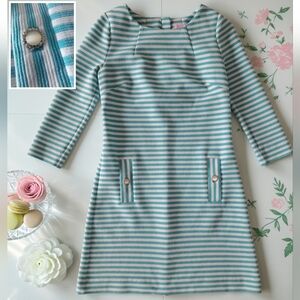 Lilly Pulitzer Turquoise & White Striped Charlene Mini Shift Dress